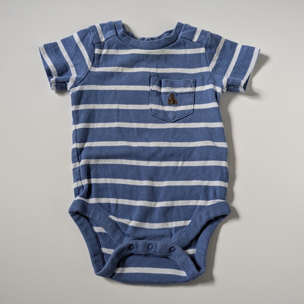 Blue and White Striped Baby Onesie